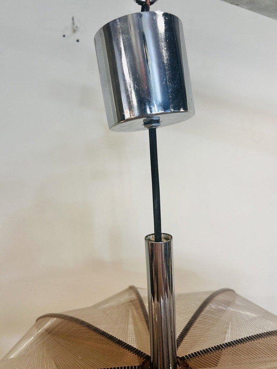 Image 1 of Vintage Paul Secon Hängeleuchte, Taupe Plexi Und Nylon