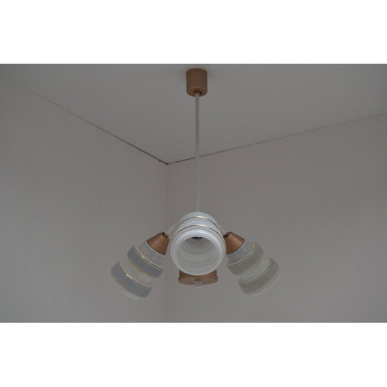 Image 1 of Vintage-Kronleuchter aus Glas und lackiertem Metall, Tschechoslowakei 1970