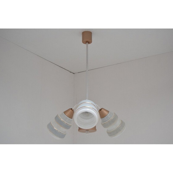 Image 1 of Vintage-Kronleuchter aus Glas und lackiertem Metall, Tschechoslowakei 1970