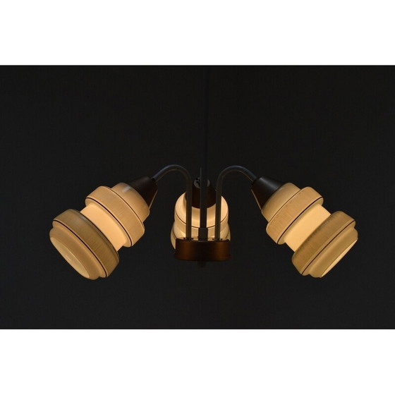 Image 1 of Vintage-Kronleuchter aus Glas und lackiertem Metall, Tschechoslowakei 1970