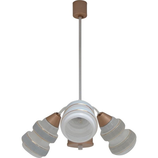 Vintage-Kronleuchter aus Glas und lackiertem Metall, Tschechoslowakei 1970