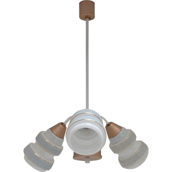 Image 1 of Vintage-Kronleuchter aus Glas und lackiertem Metall, Tschechoslowakei 1970