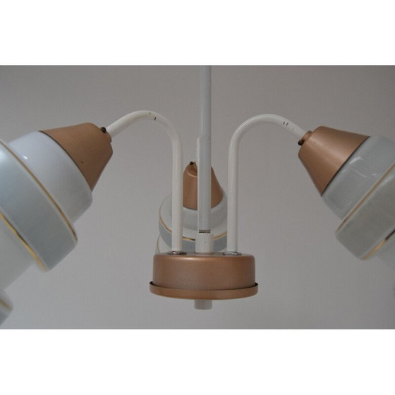 Image 1 of Vintage-Kronleuchter aus Glas und lackiertem Metall, Tschechoslowakei 1970