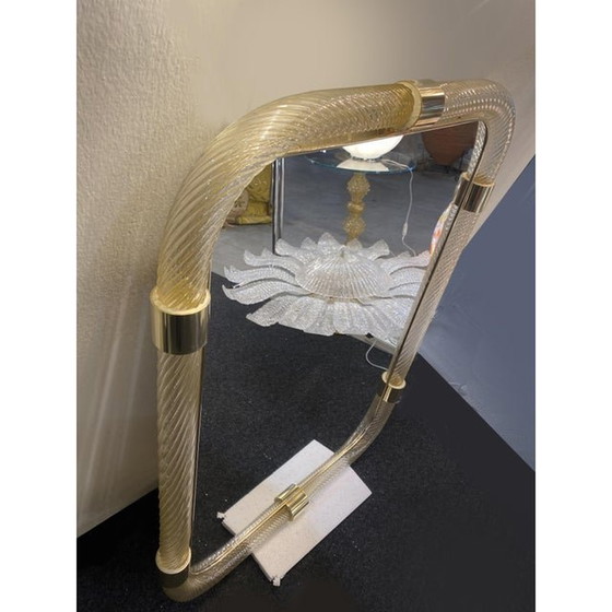 Image 1 of Rechteckiger Wandspiegel "Torciglione" aus Muranoglas im Barovier-Stil
