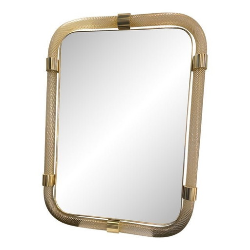 Rechteckiger Wandspiegel "Torciglione" aus Muranoglas im Barovier-Stil