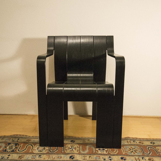 Image 1 of Stripchair Esszimmerstuhl Von Gijs Bakker Für Castelijn, Schwarz, 1970S