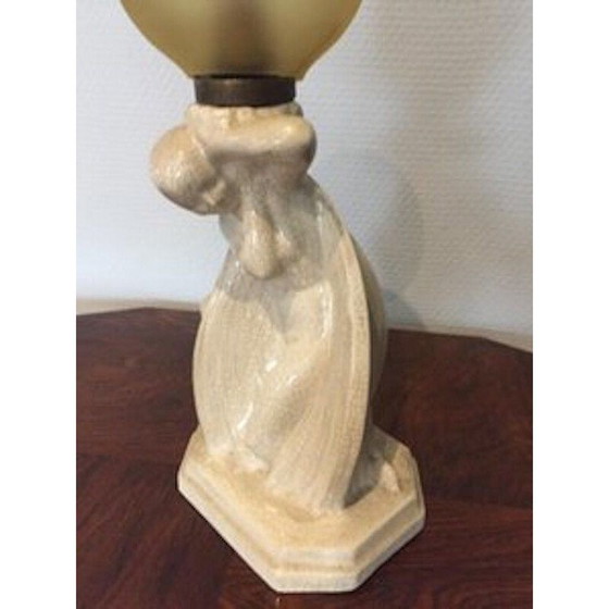 Image 1 of Vintage-Art-Deco-Keramiklampe mit Craquelé, 1930