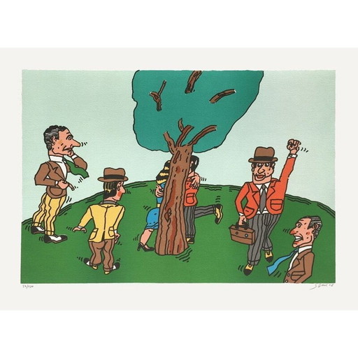 Alte Lithographie los enamorados von Antonioe Segui, Spanien 2008