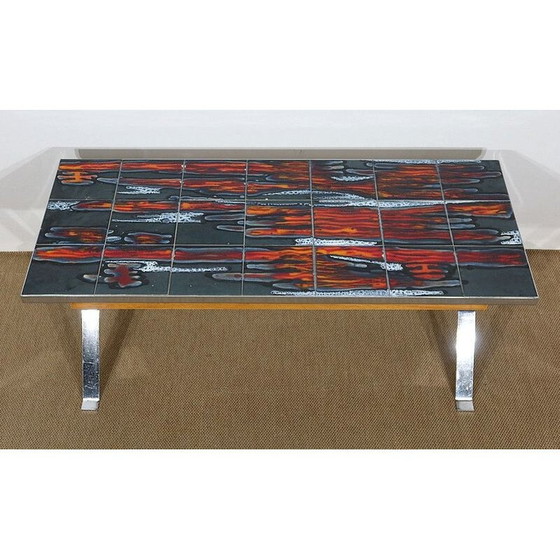Image 1 of Vintage Couchtisch aus Keramik und verchromtem Metall, 1960