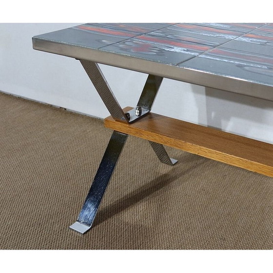 Image 1 of Vintage Couchtisch aus Keramik und verchromtem Metall, 1960