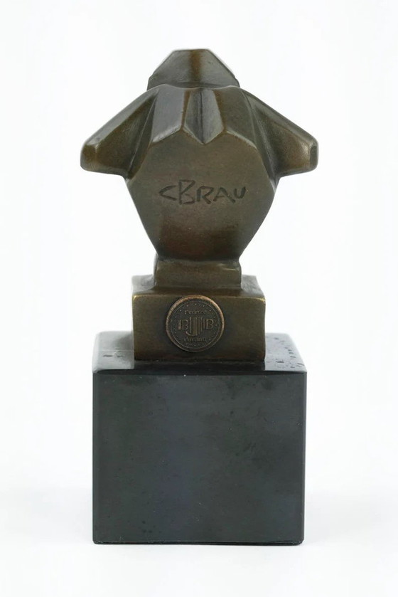 Image 1 of Sitzender Bronzener Affe im Art-Deco-Stil, Casimir Brau