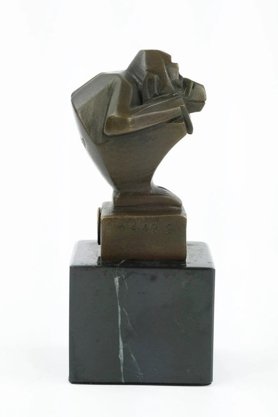 Image 1 of Sitzender Bronzener Affe im Art-Deco-Stil, Casimir Brau