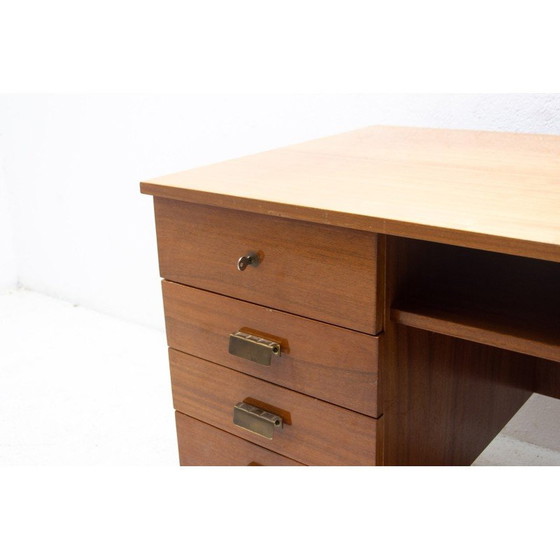 Image 1 of Vintage Schreibtisch aus Buche, Eisen und Kunststoff, Tschechoslowakei 1970er Jahre