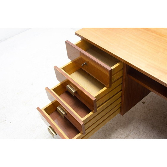 Image 1 of Vintage Schreibtisch aus Buche, Eisen und Kunststoff, Tschechoslowakei 1970er Jahre