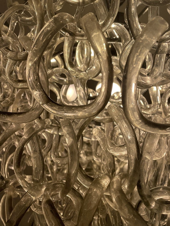 Image 1 of Glas-Kronleuchter von Angelo Mangiarotti für Vistosi, Italien 1970er Jahre