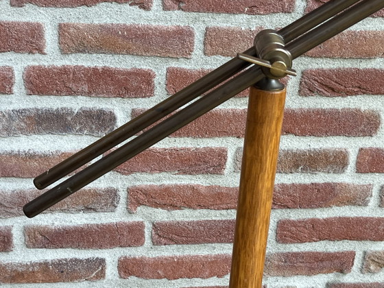 Image 1 of Vintage Danish Eiche/Bronze Stehlampe