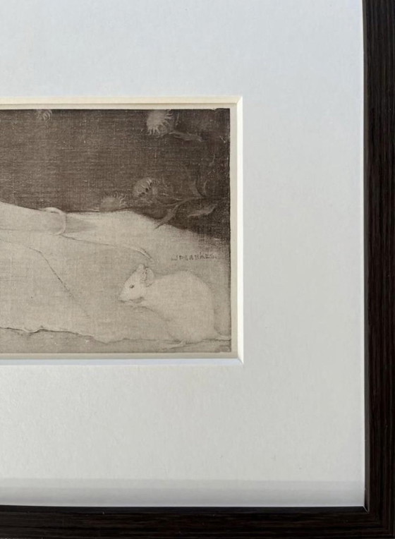 Image 1 of Jan Mankes 1889-1920 / Original Heliogravüre Mäuse auf Pergamentbuch 1923 (schön gerahmt)
