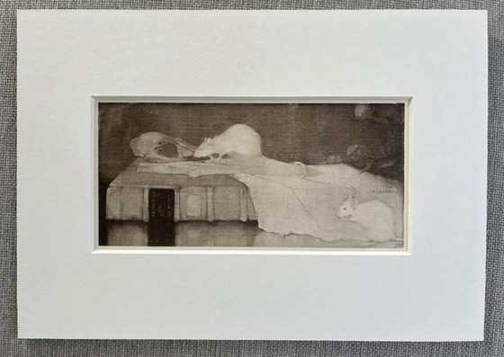 Image 1 of Jan Mankes 1889-1920 / Original Heliogravüre Mäuse auf Pergamentbuch 1923 (schön gerahmt)