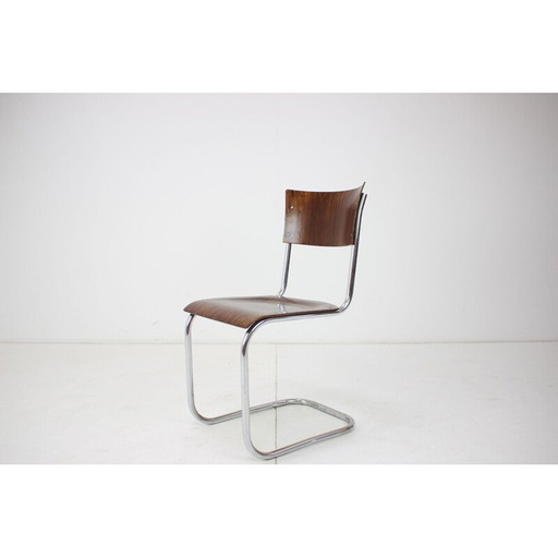 Art deco Stuhl aus Chrom und Holz von Mart Stam, Tschechoslowakei 1930er Jahre
