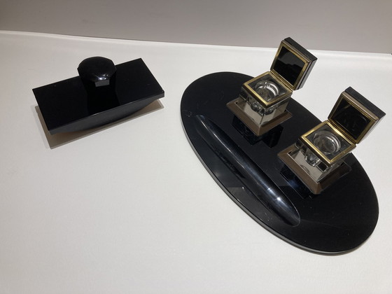 Image 1 of Vintage Glas Schreibtisch Set