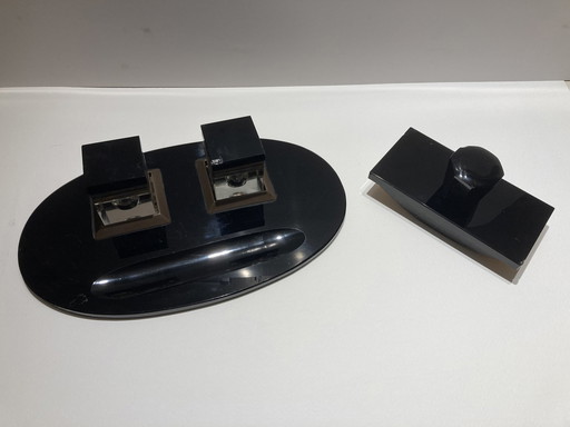 Vintage Glas Schreibtisch Set