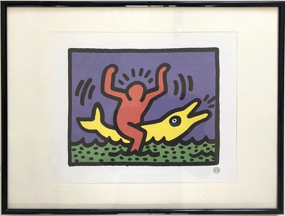 Image 1 of Pop-Art - Mann auf Fisch - Keith Haring