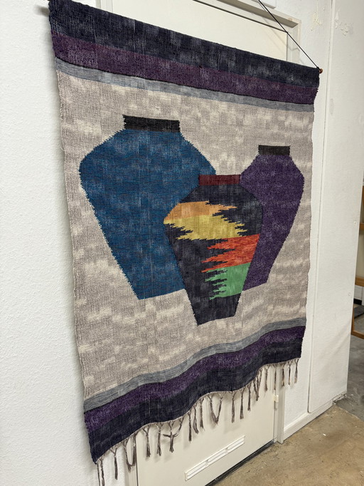 Vintage-Wandteppich mit Vasen