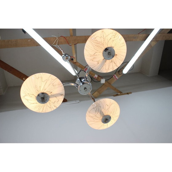 Image 1 of Vintage Art Deco Kronleuchter aus Chrom und Glas "Napako", Tschechoslowakei 1930