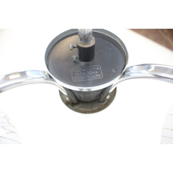 Image 1 of Vintage Art Deco Kronleuchter aus Chrom und Glas "Napako", Tschechoslowakei 1930