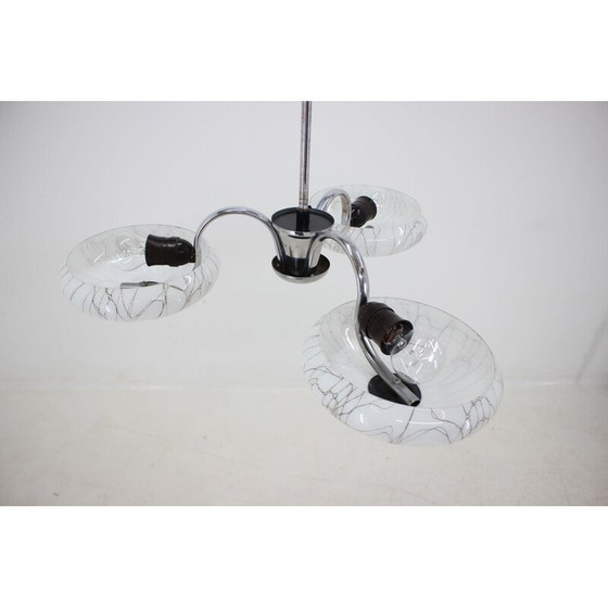 Image 1 of Vintage Art Deco Kronleuchter aus Chrom und Glas "Napako", Tschechoslowakei 1930