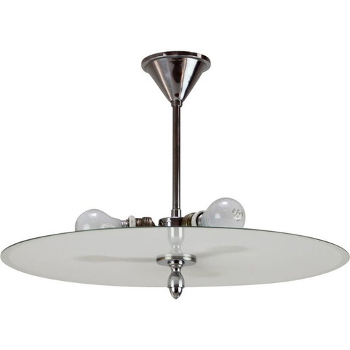 Vintage Art Deco Metall und Glas Aufhängung, Tschechoslowakei 1930