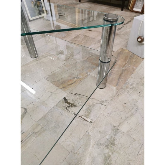 Image 1 of Marcuso" Vintage Couchtisch aus Glas und Edelstahl von Marco Zanuso für Zanotta