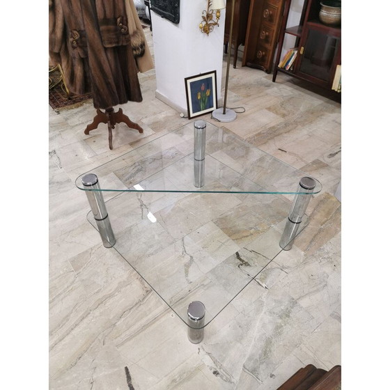 Image 1 of Marcuso" Vintage Couchtisch aus Glas und Edelstahl von Marco Zanuso für Zanotta