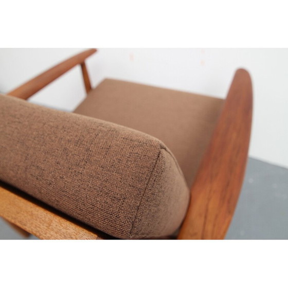 Image 1 of Vintage-Sessel aus Teakholz und Kissen in Braun - 1960er Jahre