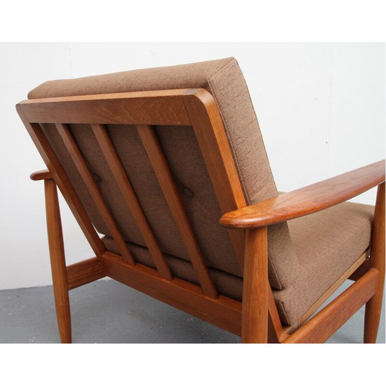 Image 1 of Vintage-Sessel aus Teakholz und Kissen in Braun - 1960er Jahre