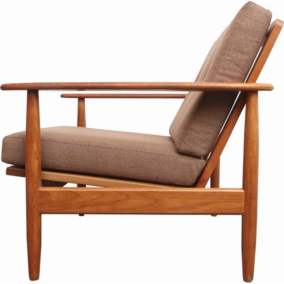 Image 1 of Vintage-Sessel aus Teakholz und Kissen in Braun - 1960er Jahre