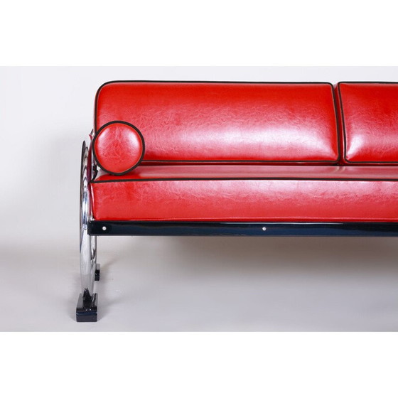 Image 1 of Rotes Vintage-Ledersofa von Slezak Fabriken, 1930