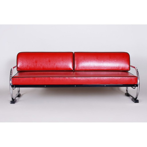 Rotes Vintage-Ledersofa von Slezak Fabriken, 1930