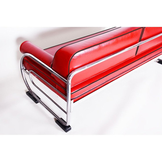 Image 1 of Rotes Vintage-Ledersofa von Slezak Fabriken, 1930