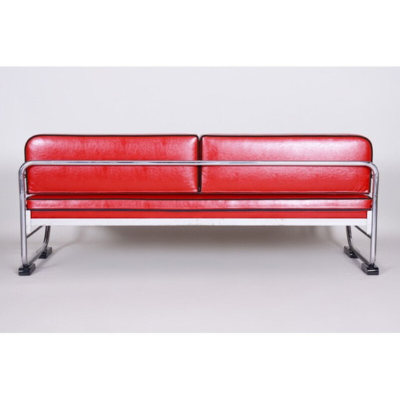 Image 1 of Rotes Vintage-Ledersofa von Slezak Fabriken, 1930