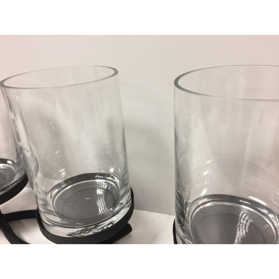 Image 1 of Vintage Kerzenständer aus geschwärztem Metall und Glas mit 4 Lichtern