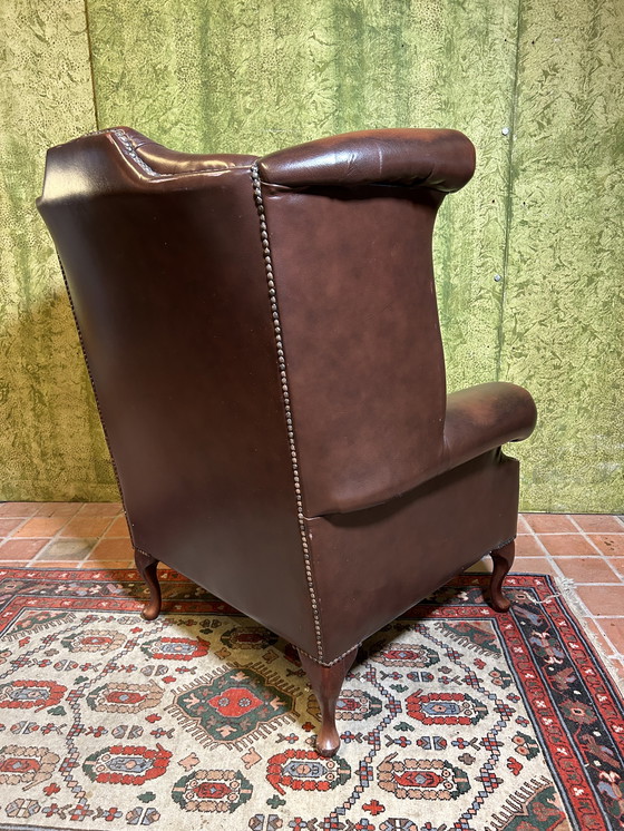 Image 1 of Chesterfield Leder Sessel Queen Anne Stil Englisch