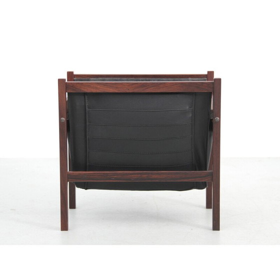 Image 1 of Vintage-Zeitschriftenständer aus Rio-Palisanderholz und Leder