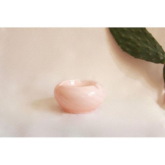 Image 1 of Vintage Caramella Pink Swirl Muranoglas Aschenbecher Vase, Italien 1970er