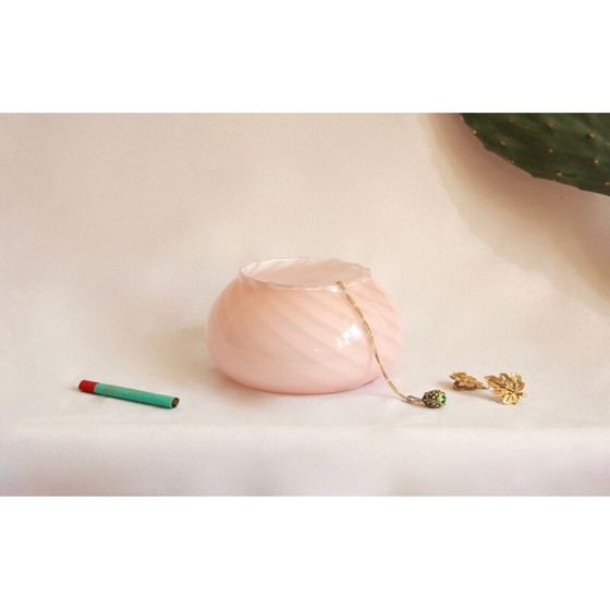 Image 1 of Vintage Caramella Pink Swirl Muranoglas Aschenbecher Vase, Italien 1970er