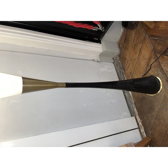 Image 1 of Vintage "Diabolo" Bodenlampe aus Holz und Messing, 1960