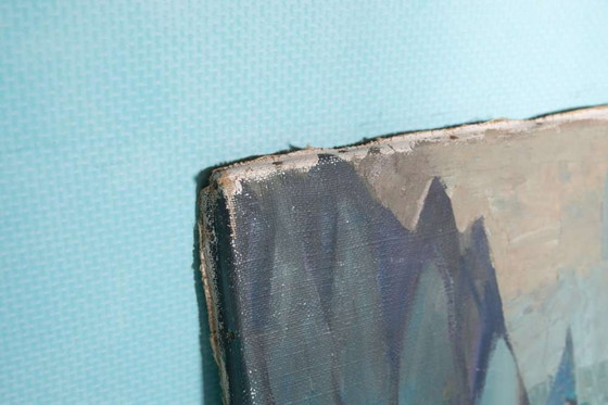 Image 1 of Dänisches Gemälde aus den 1960er Jahren, bunte Kunst aus den Bergen&das