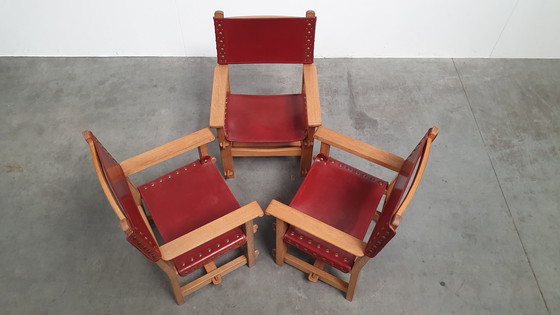 Image 1 of brutalistischer stuhl aus massivem eichenholz kunsthandwerk