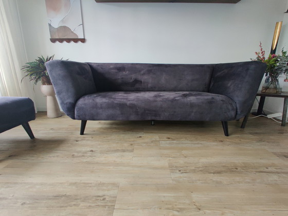 Image 1 of Samtsofa mit Fußhocker