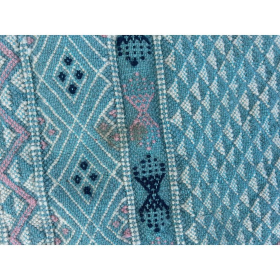 Image 1 of Blaugrüner Kilim-Teppich aus Wolle, 1970